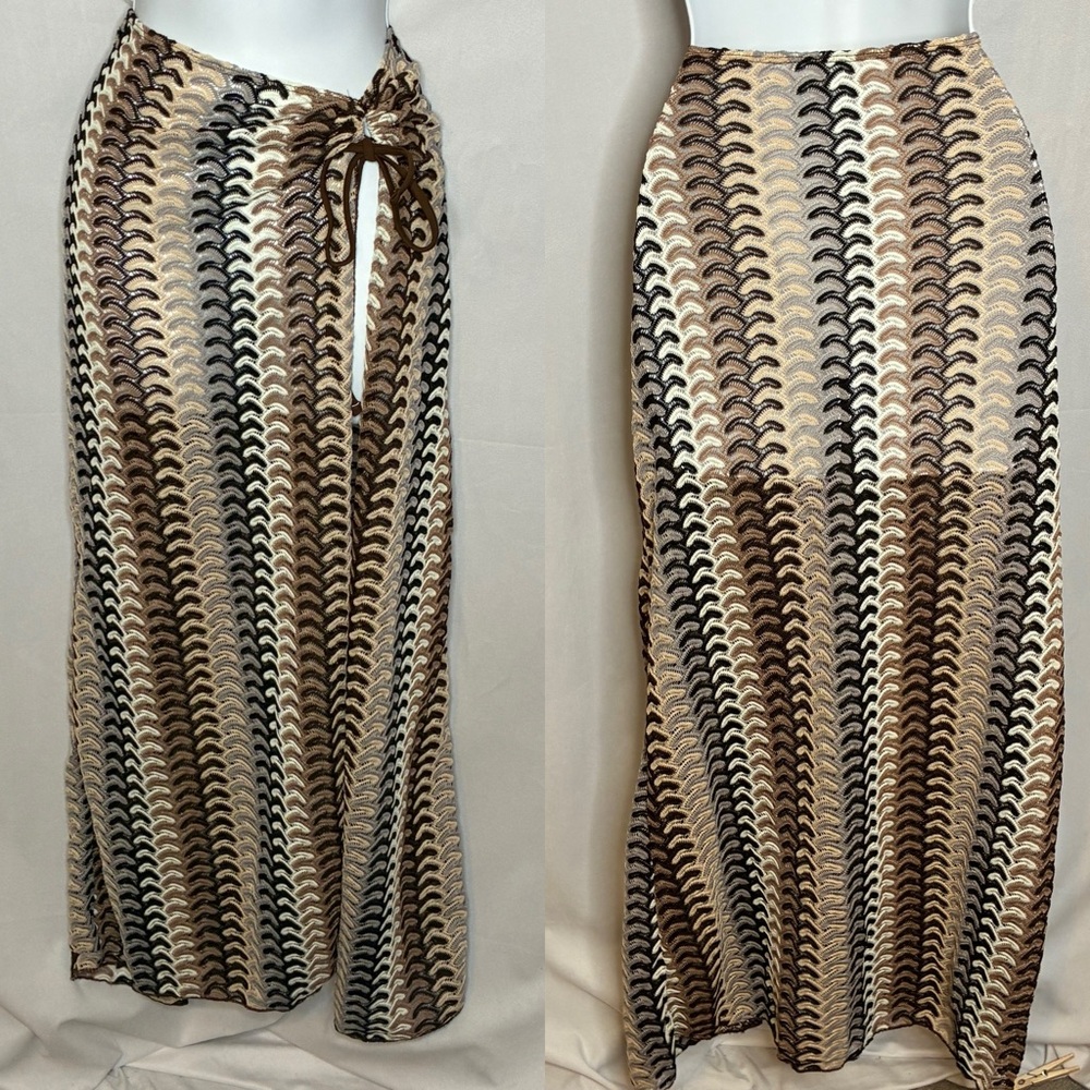 🐼 3/$25 Striped Crochet Beach Cover Up Maxi Skirt size Extra Large